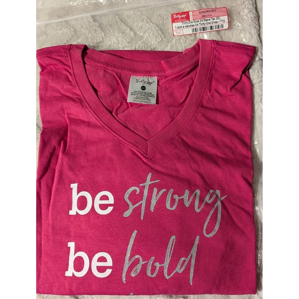 Thirty-One T-Shirt 2X‎ Pink "Be Strong Be Bold Be True Believe " Sparkle Retired